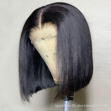 Wholesale  Brazilian Afro Latest Fashion Short Length  Bob Straight Wigs With Bang For Black Women Lace Front Wig